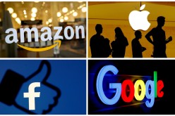  The logos of Amazon, Apple, Facebook