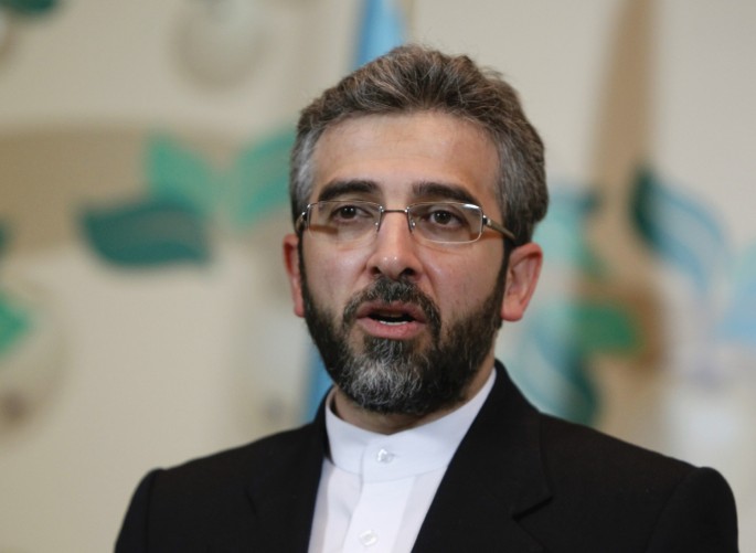 Iran's deputy negotiator Ali Bagheri speaks during a news conference in Almaty