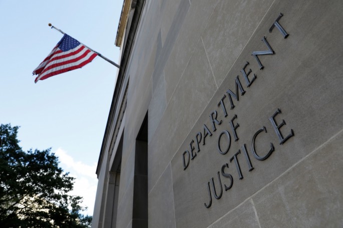 Signage is seen at the United States Department of Justice headquarters in Washington, D.C., U.S.
