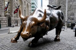 The Charging Bull or Wall Street Bull is pictured in the Manhattan borough of New York City, New York, U.S., 