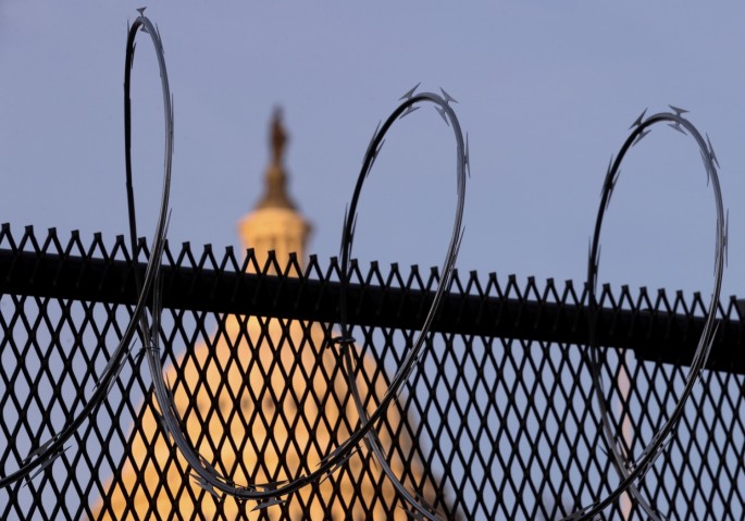Newly-installed razor wire tops the unscalable fence surrounding the U.S. Capitol in the wake of the January 6th riot and ahead of the upcoming inauguration in Washington, U.S. 