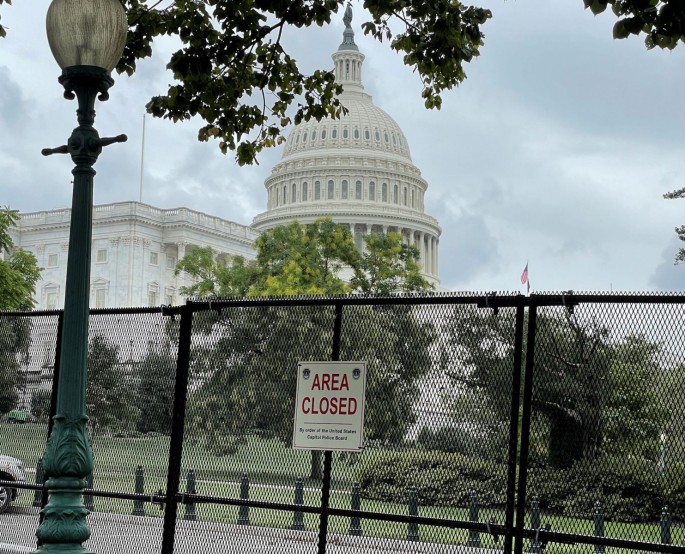 Security fencing is seen near the U.S. Capitol ahead of an expected rally Saturday in support of the January 6 Capitol attack defendants in Washington, U.S.