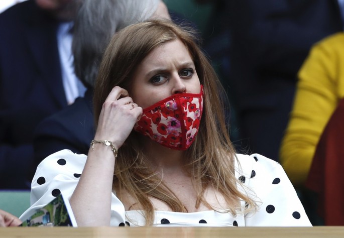 Tennis - Wimbledon - All England Lawn Tennis and Croquet Club, London, Britain - July 8, 2021 Britain's Princess Beatrice wearing a protective face mask in the royal box