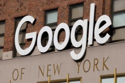 A logo is seen on the New York Google offices. New York City, U.S.