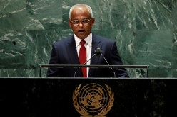 Maldives' President Ibrahim Mohamed Solih addresses the 76th Session of the U.N. General Assembly in New York City, U.S.