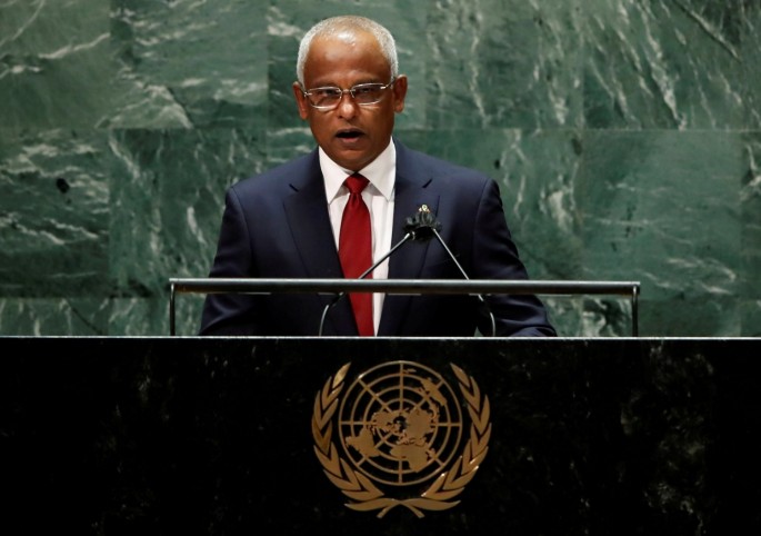 Maldives' President Ibrahim Mohamed Solih addresses the 76th Session of the U.N. General Assembly in New York City, U.S.