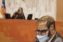U.S. District Judge Ann Donnelly instructs the jury in R.Kelly's sex abuse trial at Brooklyn's Federal District Court in a courtroom sketch in New York, U.S., 