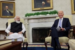 U.S. President Joe Biden meets with India's Prime Minister Narendra Modi in the Oval Office at the White House in Washington, U.S.