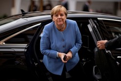 German Chancellor Angela Merkel arrives for the St. Michael annual reception of the German bishops in Berlin, Germany, 