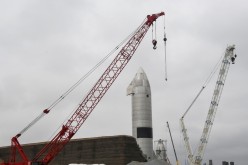 A SpaceX SN15 starship prototype is seen as it sits on a transporter after Wednesday's successful launch and first landing from the company's starship facility, in Boca Chica, Texas, U.S.