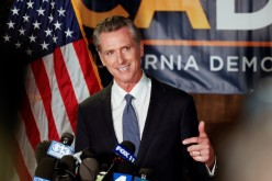 California Governor Gavin Newsom speaks after the polls close on the recall election, at the California Democratic Party headquarters in Sacramento, California, U.S.