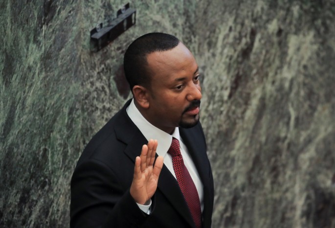 Ethiopia's Prime Minister Abiy Ahmed takes oath during his incumbent ceremony at the Parliament building in Addis Ababa, Ethiopia