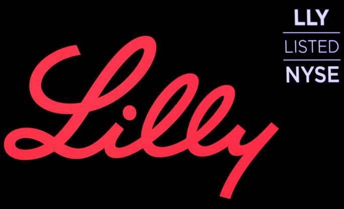 The logo and ticker for Eli Lilly and Co. are displayed on a screen on the floor of the New York Stock Exchange (NYSE) in New York, U.S