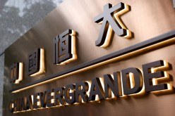 The China Evergrande Centre building sign is seen in Hong Kong, China,