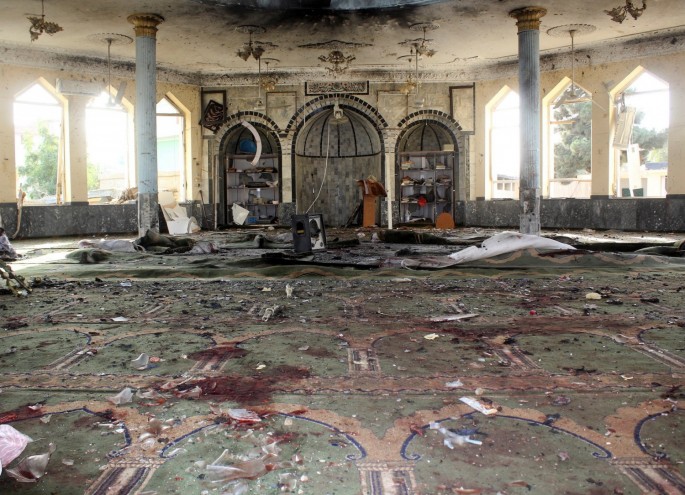 A view shows a mosque after a blast, in Kunduz, Afghanistan