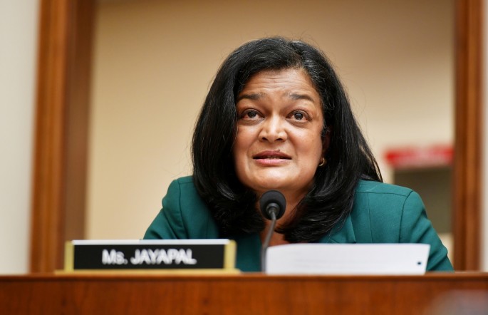 Rep. Pramila Jayapal, (D-WA), speaks during a hearing of the House Judiciary Subcommittee on Antitrust, Commercial and Administrative Law on "Online Platforms and Market Power" in the Rayburn House office building on Capitol Hill, in Washington, U.S., 