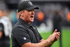 Las Vegas Raiders' head coach Jon Gruden is pictured before the start of a game against the Chicago Bears at Allegiant Stadium in Paradise, Nevada, U.S.
