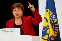 International Monetary Fund Managing Director Kristalina Georgieva speaks during a joint news conference at the end of the Summit on the Financing of African Economies in Paris, France 