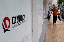 The logo of China Evergrande is seen at outside China Evergrande Centre building in Hong Kong, China 