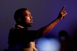 Rapper Kanye West makes a point as he holds his first rally in support of his presidential bid in North Charleston, South Carolina, U.S.