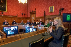 Former Facebook employee Frances Haugen gives evidence to the Joint Committee on the Draft Online Safety Bill of UK Parliament that is examining plans to regulate social media companies, in London,