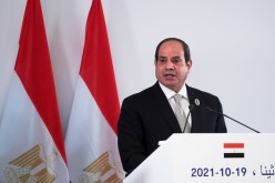 Egypt's President Abdel Fattah al-Sisi speaks during a joint statement with Greek Prime Minister Kyriakos Mitsotakis, and Cypriot President Nicos Anastasiades after a trilateral summit between Greece, Cyprus and Egypt, in Athens, Greece