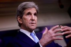 John Kerry, Special Presidential Envoy for Climate, delivers remarks during a press briefing at the White House in Washington, U.S.