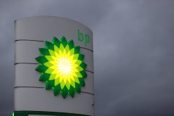 An illuminated BP logo is seen at a petrol station in Gateshead, Britain 