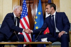 U.S. President Joe Biden meets with French President Emmanuel Macron ahead of the G20 summit in Rome, Italy,
