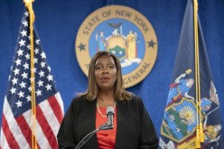 New York State Attorney General, Letitia James, speaks during a news conference at her office in New York City, New York, U.S.