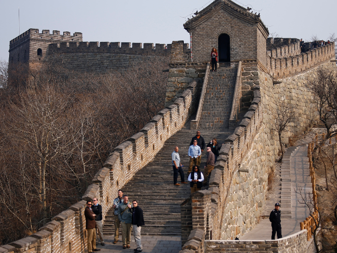 The Great Wall of China is being slowly degraded due to several factors.