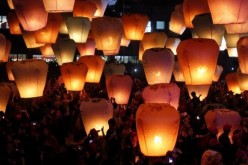 Sky lanterns for the traditional Chinese Lantern Festival.