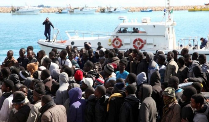 Libyan refugees rescued by the Italian navy