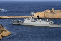 The Chinese Navy frigate Huangshan leaves Valletta's Grand Harbour, March 30, 2013.