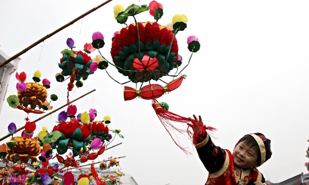 A Chinese boy during Spring Festival celebrations.