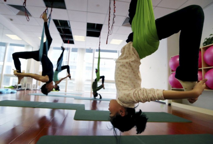 Anti-gravity yoga.
