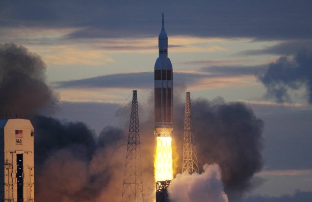 Delta IV Heavy rocket with the Orion spacecraft. 