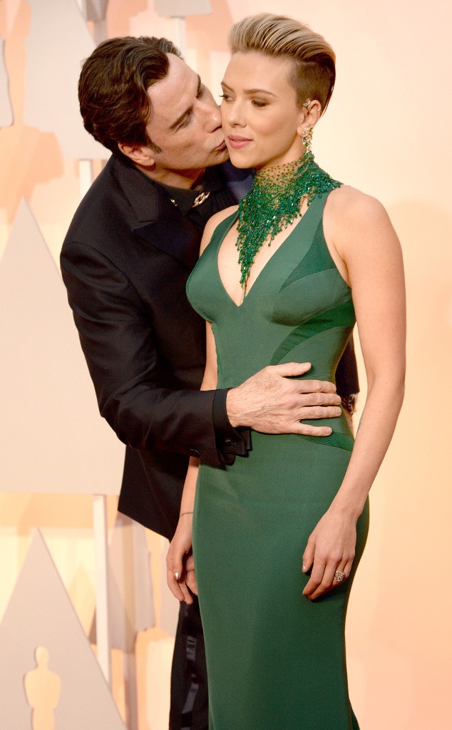Scarlett Johansson and John Travolta at the 2015 Oscars.