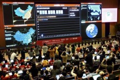 A giant electronic board showing the online transaction value on Alipay.