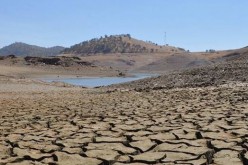 Parched Lake McClure in California