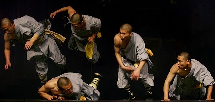 Monks from the famous Shaolin Temple perform a martial arts demonstration in Bulgaria. 