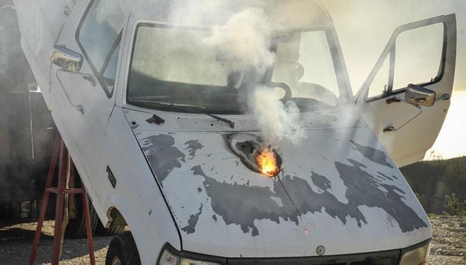 Truck engine destroyed by U.S. Army laser