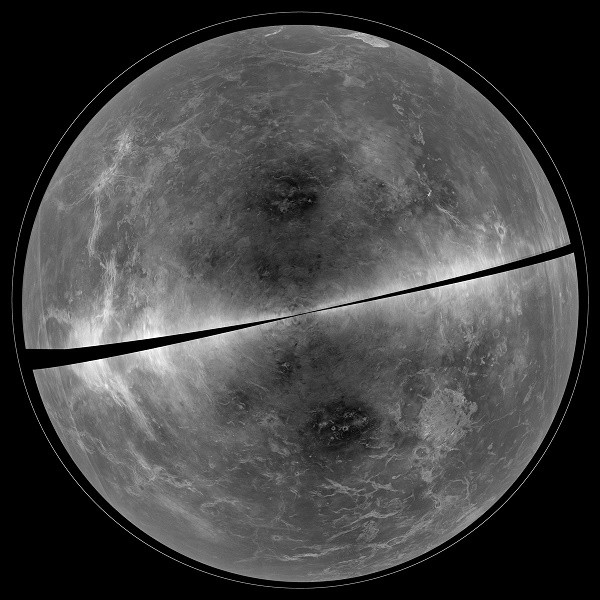 A projection of the radar data of Venus collected in 2012. 