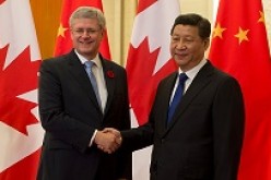 Canadian Prime Minister Stephen Harper meets with Chinese President Xi Jinping in the Great Hall of the People in Beijing, China, in Nov. 2014.