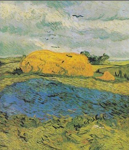 Wheat Stack Under a Cloudy Sky by van Gogh