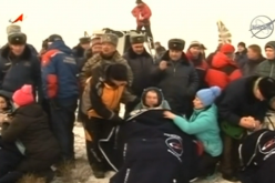NASA astronaut and two Russian cosmonauts landed safely in a snow-covered Kazakh steppe.