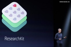 An Apple employee presents ResearchKit, an open-source software that lets researchers and developers create apps for the advancement of medical research.