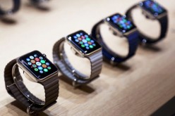 Several Apple Watch models are on display.