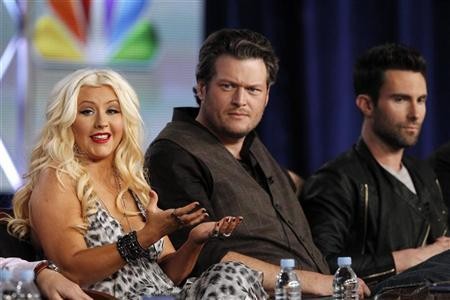 "The Voice" judges Christina Aguilera, Blake Shelton, Adam Levine