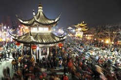 People attend a lantern fair to celebrate Yuan Xiao Jie, or the Lantern Festival, in Nanjing, Jiangsu Province.